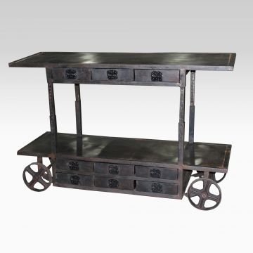 Edison Bar Cart Trolley with 9 Drawers